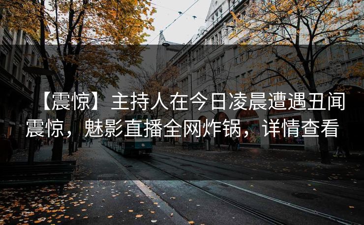 【震惊】主持人在今日凌晨遭遇丑闻震惊，魅影直播全网炸锅，详情查看