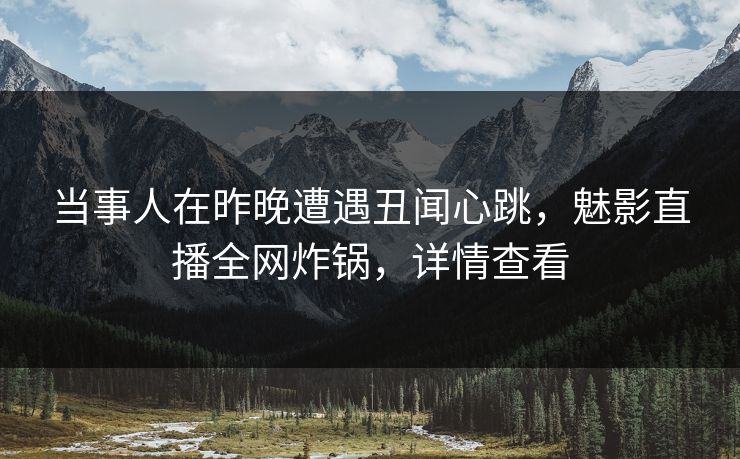 当事人在昨晚遭遇丑闻心跳，魅影直播全网炸锅，详情查看