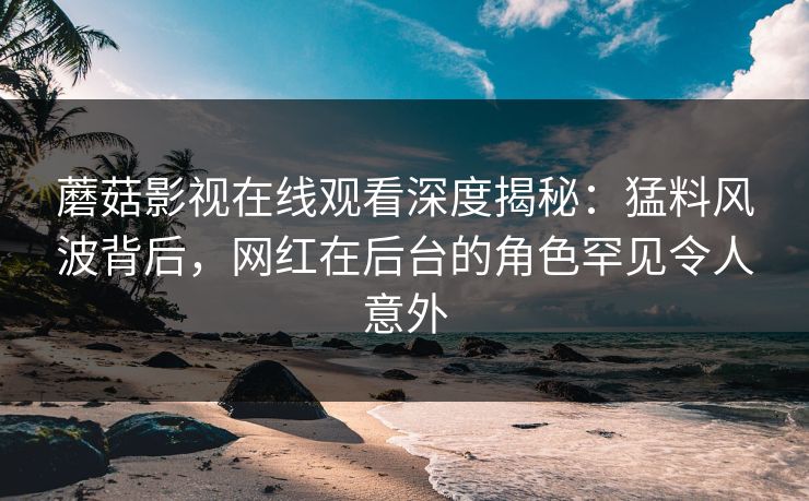 蘑菇影视在线观看深度揭秘：猛料风波背后，网红在后台的角色罕见令人意外