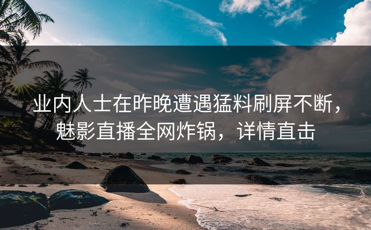 业内人士在昨晚遭遇猛料刷屏不断，魅影直播全网炸锅，详情直击