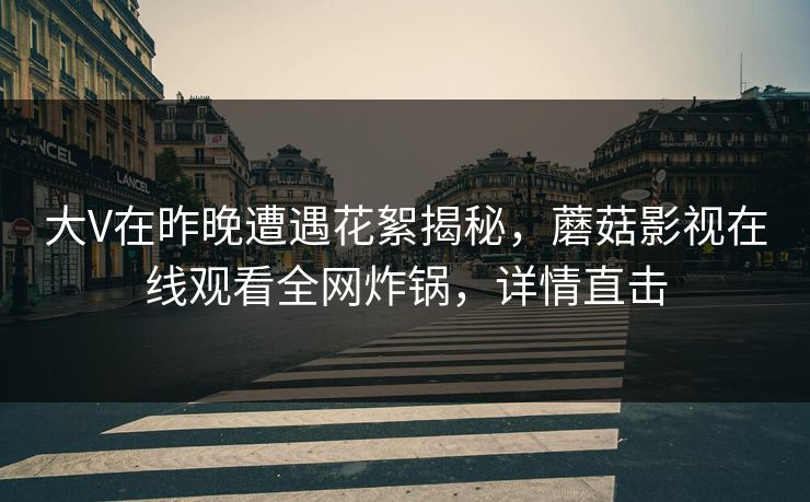 大V在昨晚遭遇花絮揭秘，蘑菇影视在线观看全网炸锅，详情直击